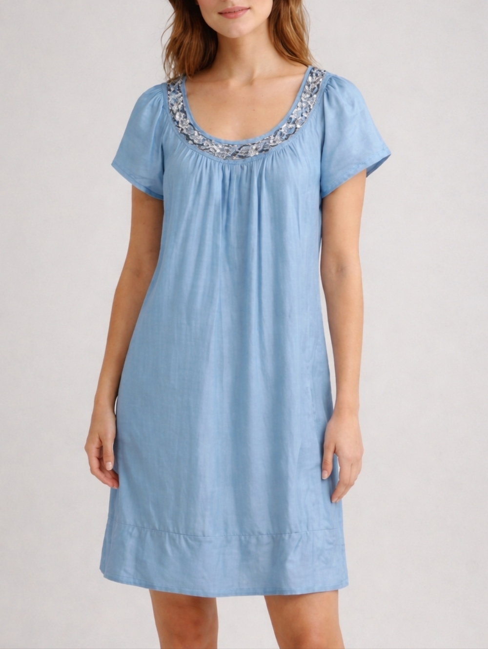 Boden Limited Edition Blue Silk Embellished Shift Trapeze Dress Size 6 Artisan